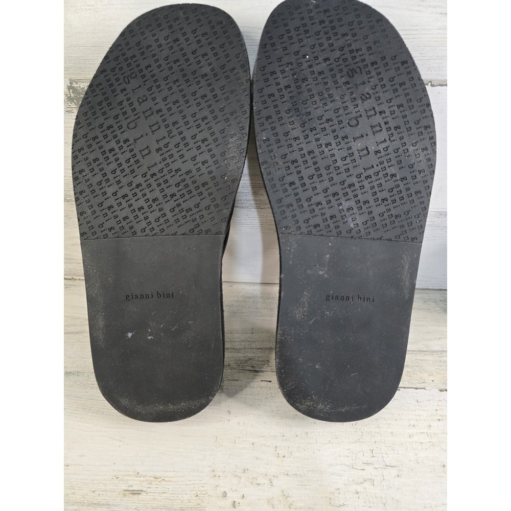 Gianni Bini Women Size 8 Black Leather Padded Platform Thong Sandals 90's‎ Y2K - Picture 6 of 7
